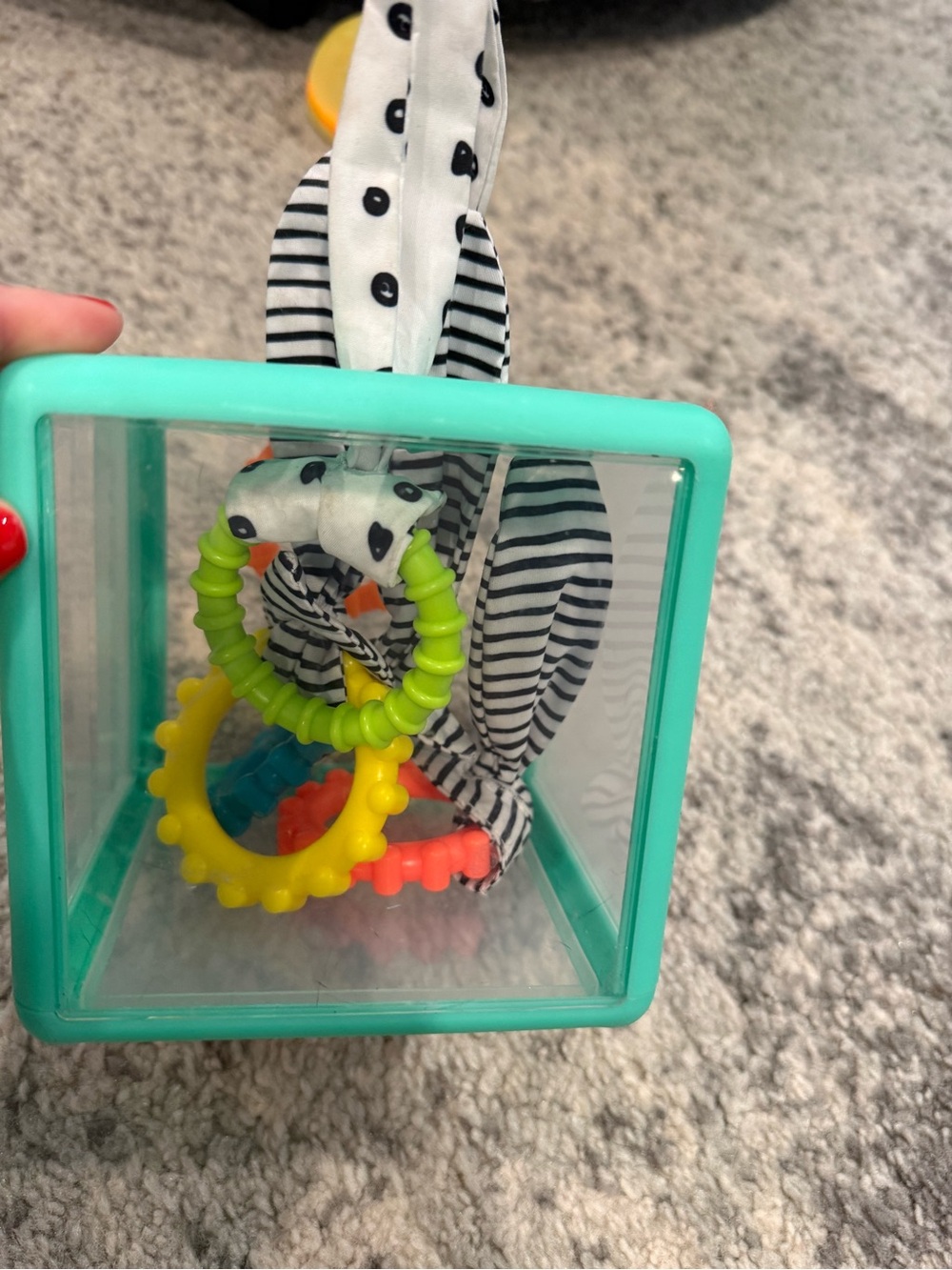 Teal Sensory Activity Cube with Yellow & Lime Teethers - Kids Toys Learning Toy
